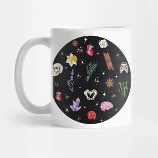 Anatomy and Flowers Pattern Circle Mug